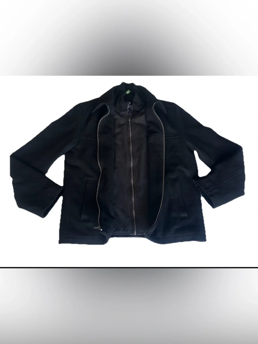 Tommy Hilfiger Black Zip-Up Pea Coat - Picture 2 of 5